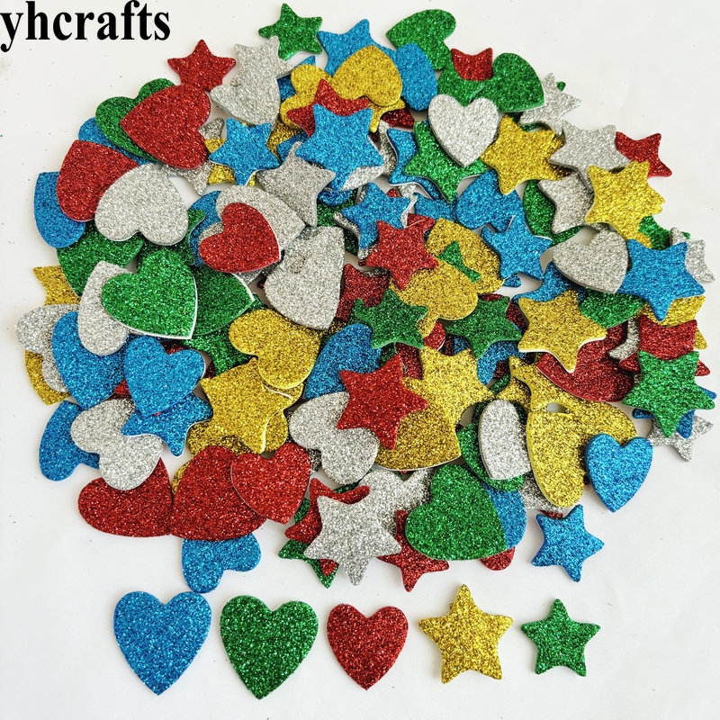 Art Craft Kindergarten - 150 SZTUK/PARTIA. Brokatowa gwiazda i serca