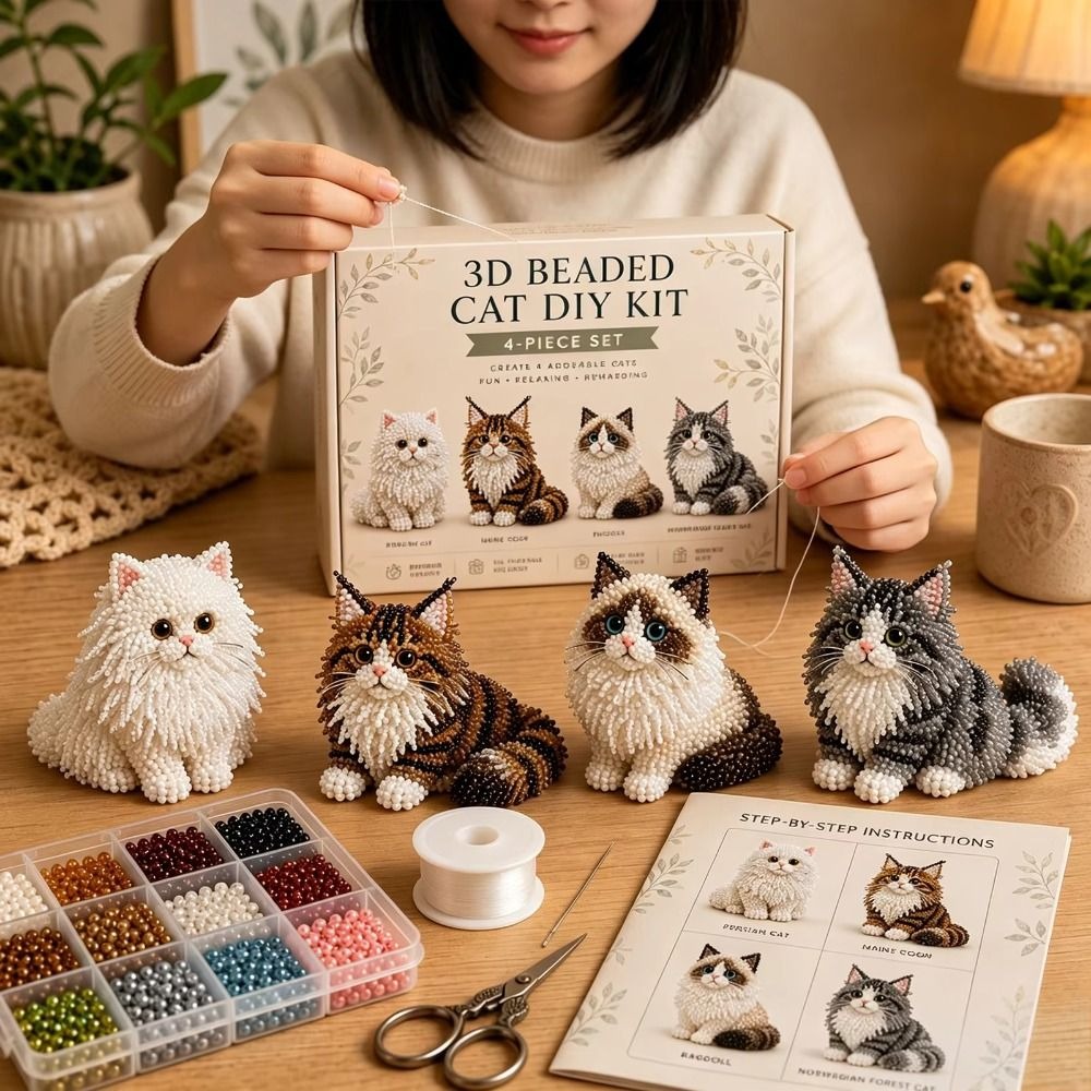 Art Craft Cat - Ręcznie Robiony Zestaw do Haftowania Koralikami