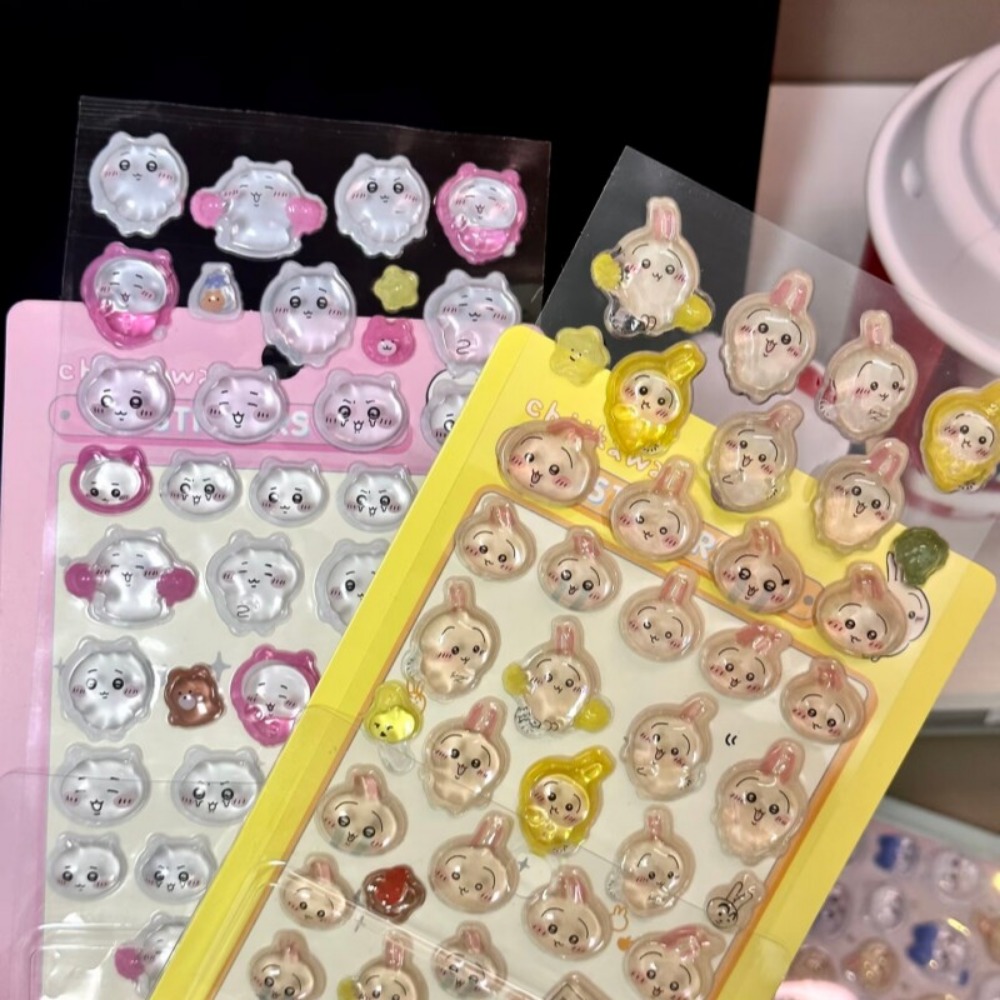 Art Craft Japan - Urocze naklejki 3D Chiikawa z kryształkami,