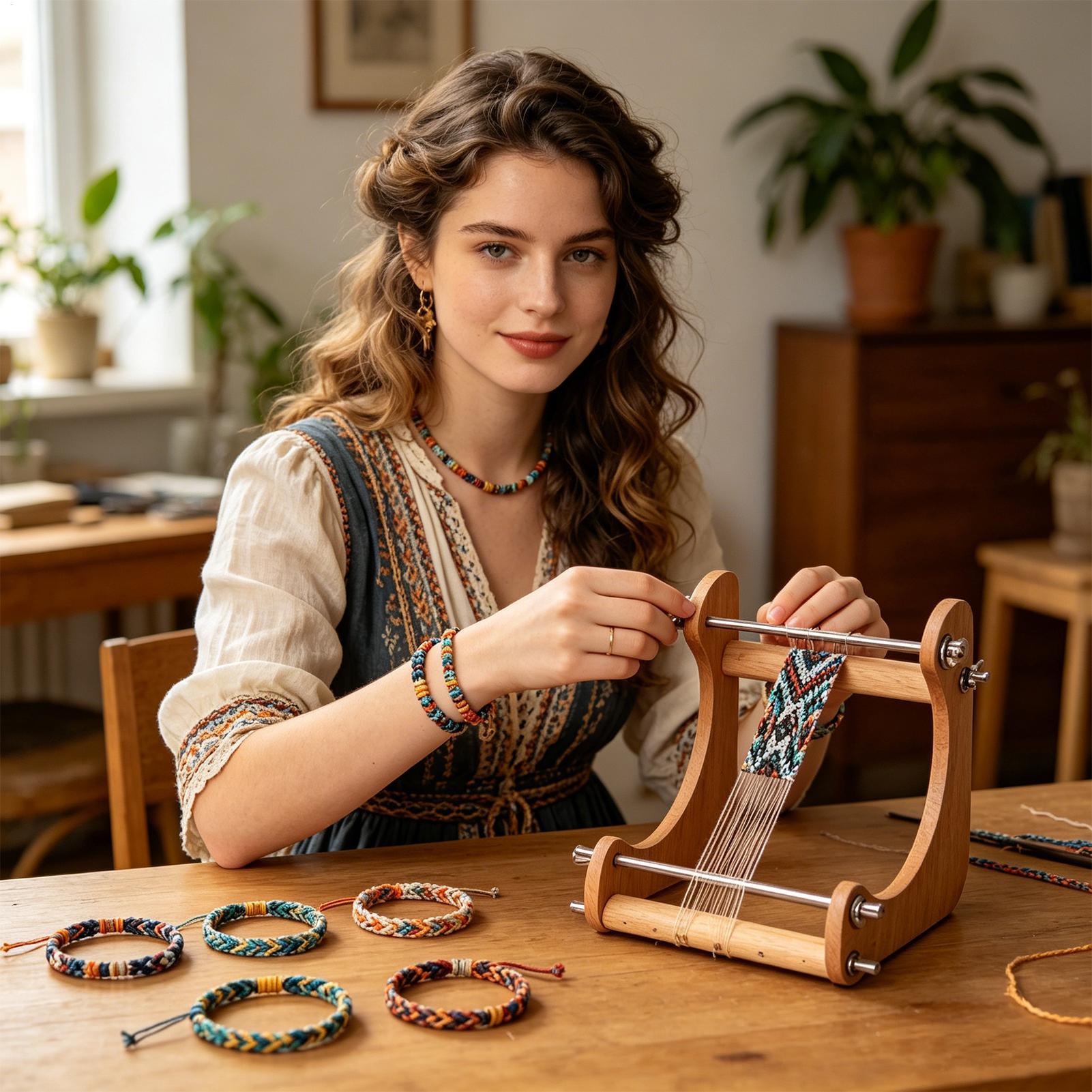 Loom Weaving Frame - 1 szt. Drewniany stelaż do nawlekania
