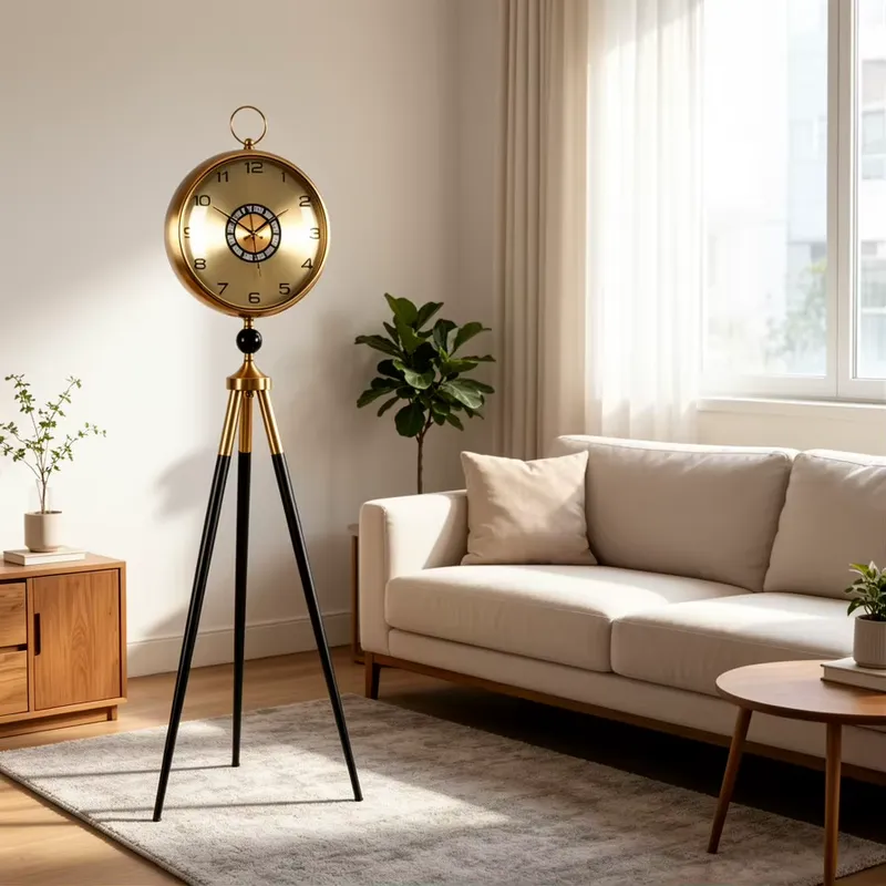 Czarno-złoty zegar podłogowy n – Art Craft Room recenzja i cena