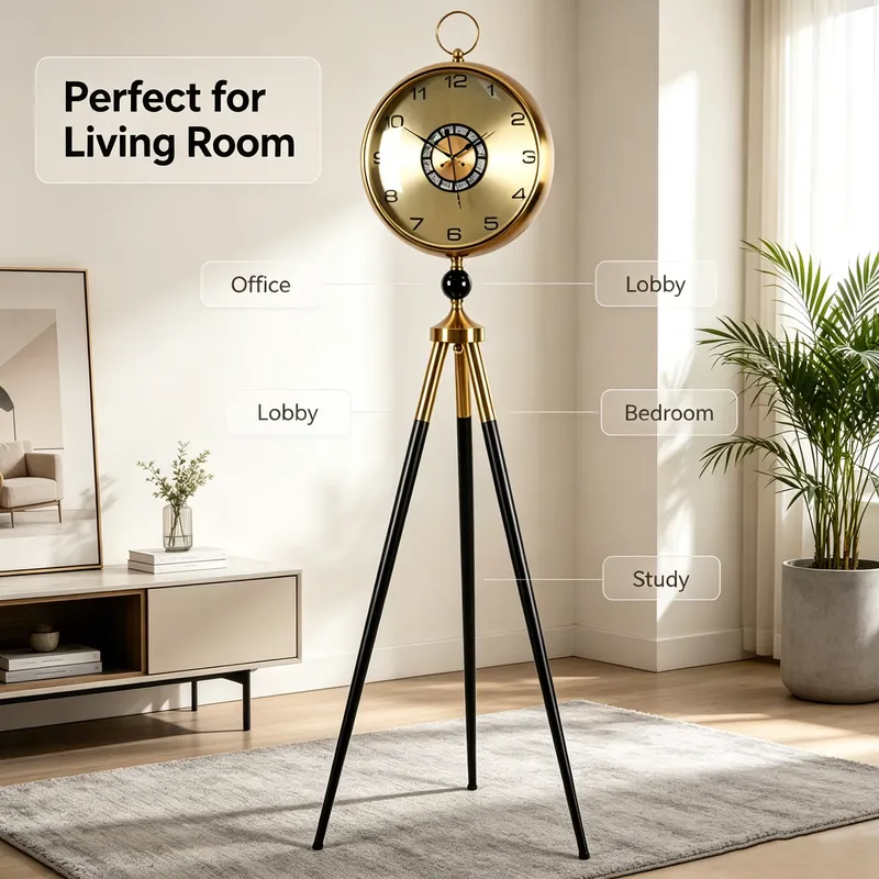 Czarno-złoty zegar podłogowy n – Art Craft Room recenzja i cena